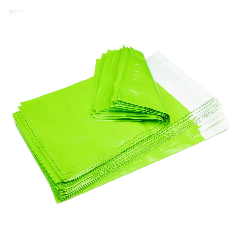 Solid Color Poly Mailers with Self Seal Adhesive Strip Green 1